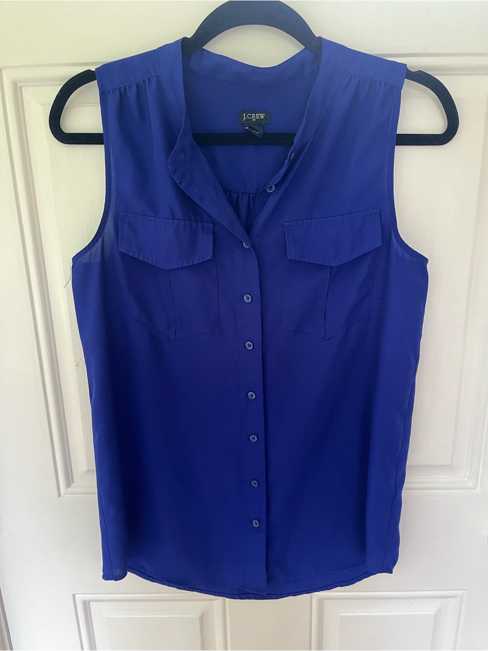J. Crew Sleeveless Size 6 Button-Front Camisole in Cobalt Blue